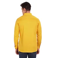 Elegant Yellow Cotton Solid Long Sleeves Casual Shirts For Men-thumb2