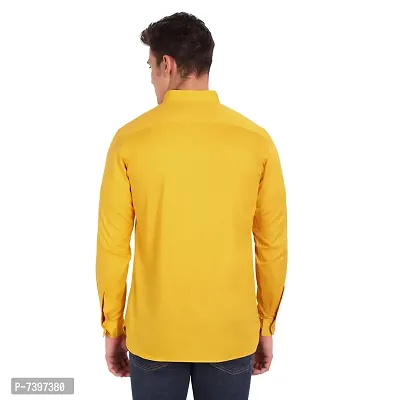 Elegant Yellow Cotton Solid Long Sleeves Casual Shirts For Men-thumb3