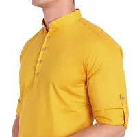 Elegant Yellow Cotton Solid Long Sleeves Casual Shirts For Men-thumb3