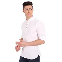 Elegant White Cotton Solid Long Sleeves Casual Shirts For Men-thumb1