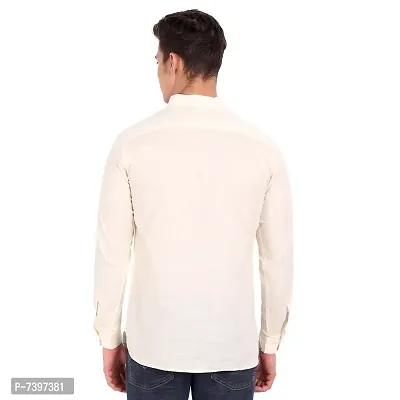 Elegant Beige Cotton Solid Long Sleeves Casual Shirts For Men-thumb3