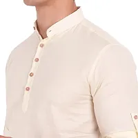 Elegant Beige Cotton Solid Long Sleeves Casual Shirts For Men-thumb3