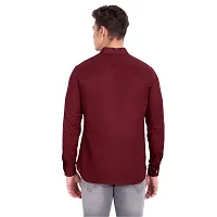 Elegant Maroon Cotton Solid Long Sleeves Casual Shirts For Men-thumb2