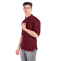 Elegant Maroon Cotton Solid Long Sleeves Casual Shirts For Men-thumb1