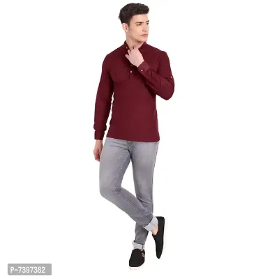 Elegant Maroon Cotton Solid Long Sleeves Casual Shirts For Men-thumb5