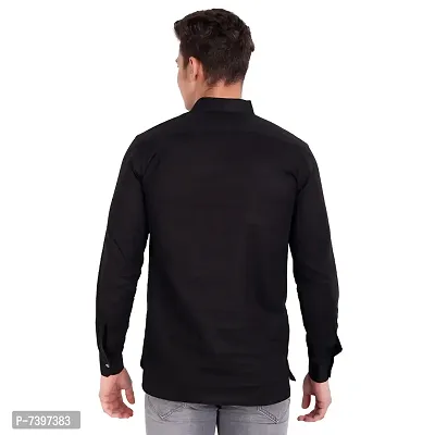 Elegant Black Cotton Solid Long Sleeves Casual Shirts For Men-thumb3