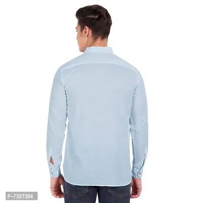 Elegant Turquoise Cotton Solid Long Sleeves Casual Shirts For Men-thumb3