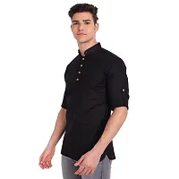 Elegant Black Cotton Solid Long Sleeves Casual Shirts For Men-thumb1