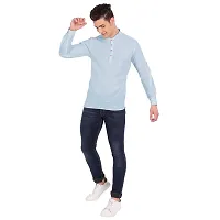 Elegant Turquoise Cotton Solid Long Sleeves Casual Shirts For Men-thumb4