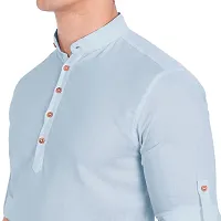 Elegant Turquoise Cotton Solid Long Sleeves Casual Shirts For Men-thumb3