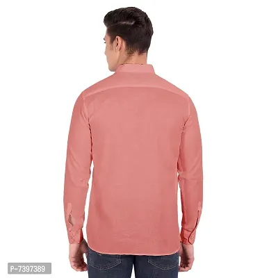 Elegant Peach Cotton Solid Long Sleeves Casual Shirts For Men-thumb3