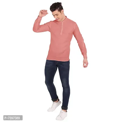 Elegant Peach Cotton Solid Long Sleeves Casual Shirts For Men-thumb5