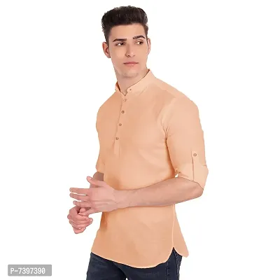 Elegant Orange Cotton Solid Long Sleeves Casual Shirts For Men-thumb2