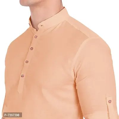 Elegant Orange Cotton Solid Long Sleeves Casual Shirts For Men-thumb4