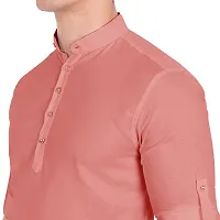 Elegant Peach Cotton Solid Long Sleeves Casual Shirts For Men-thumb3