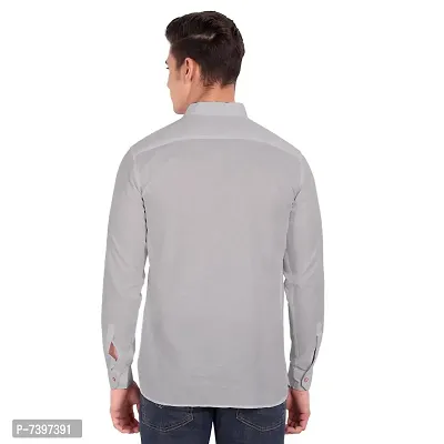 Elegant Grey Cotton Solid Long Sleeves Casual Shirts For Men-thumb3