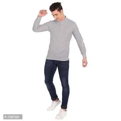 Elegant Grey Cotton Solid Long Sleeves Casual Shirts For Men-thumb5