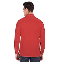 Elegant Red Cotton Solid Long Sleeves Casual Shirts For Men-thumb2