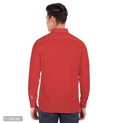 Elegant Red Cotton Solid Long Sleeves Casual Shirts For Men-thumb3