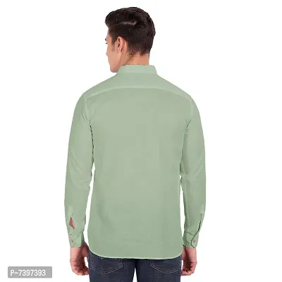 Elegant Turquoise Cotton Solid Long Sleeves Casual Shirts For Men-thumb3