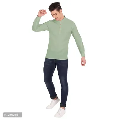 Elegant Turquoise Cotton Solid Long Sleeves Casual Shirts For Men-thumb5