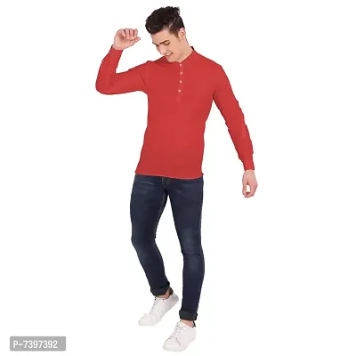 Elegant Red Cotton Solid Long Sleeves Casual Shirts For Men-thumb5