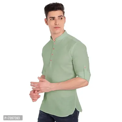 Elegant Turquoise Cotton Solid Long Sleeves Casual Shirts For Men-thumb2