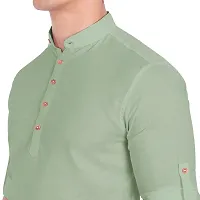 Elegant Turquoise Cotton Solid Long Sleeves Casual Shirts For Men-thumb3