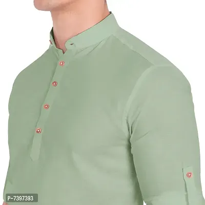 Elegant Turquoise Cotton Solid Long Sleeves Casual Shirts For Men-thumb4