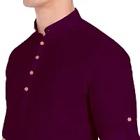 Elegant Purple Cotton Solid Long Sleeves Casual Shirts For Men-thumb3