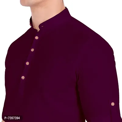 Elegant Purple Cotton Solid Long Sleeves Casual Shirts For Men-thumb4