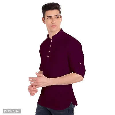 Elegant Purple Cotton Solid Long Sleeves Casual Shirts For Men-thumb2