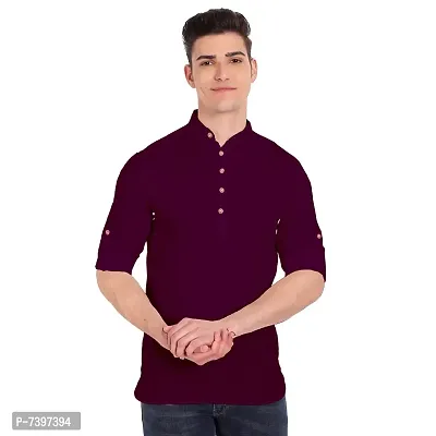 Elegant Purple Cotton Solid Long Sleeves Casual Shirts For Men