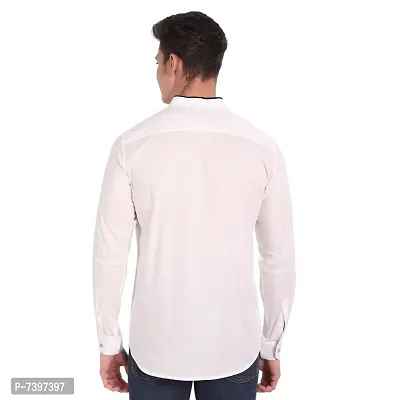 Elegant White Cotton Solid Long Sleeves Casual Shirts For Men-thumb3