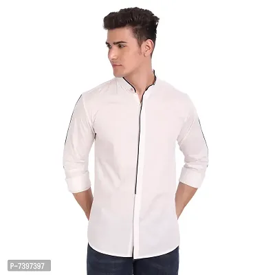 Elegant White Cotton Solid Long Sleeves Casual Shirts For Men-thumb4