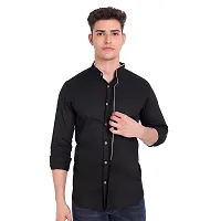 Elegant Black Cotton Solid Long Sleeves Casual Shirts For Men-thumb2