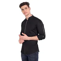 Elegant Black Cotton Solid Long Sleeves Casual Shirts For Men-thumb3