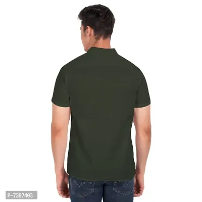 Elegant Green Cotton Solid Short Sleeves Casual Shirts For Men-thumb3