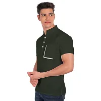 Elegant Green Cotton Solid Short Sleeves Casual Shirts For Men-thumb1