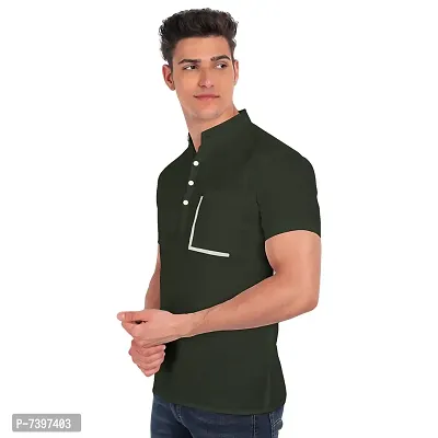 Elegant Green Cotton Solid Short Sleeves Casual Shirts For Men-thumb2