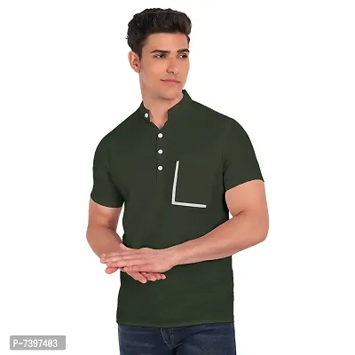 Elegant Green Cotton Solid Short Sleeves Casual Shirts For Men-thumb0