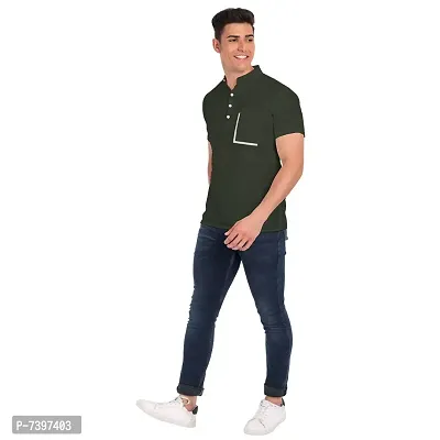 Elegant Green Cotton Solid Short Sleeves Casual Shirts For Men-thumb5