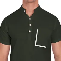 Elegant Green Cotton Solid Short Sleeves Casual Shirts For Men-thumb3