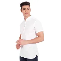 Elegant White Cotton Solid Short Sleeves Casual Shirts For Men-thumb1