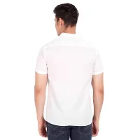 Elegant White Cotton Solid Short Sleeves Casual Shirts For Men-thumb3