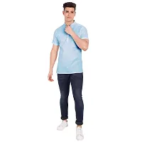 Elegant Turquoise Cotton Solid Short Sleeves Casual Shirts For Men-thumb4