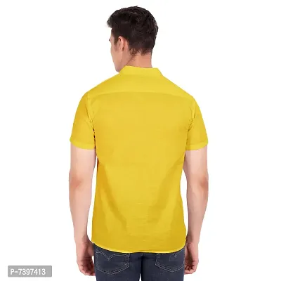 Elegant Yellow Cotton Solid Short Sleeves Casual Shirts For Men-thumb4