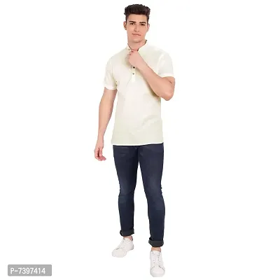 Elegant Beige Cotton Solid Short Sleeves Casual Shirts For Men-thumb5