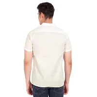 Elegant Beige Cotton Solid Short Sleeves Casual Shirts For Men-thumb3