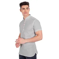 Elegant Grey Cotton Solid Short Sleeves Casual Shirts For Men-thumb1